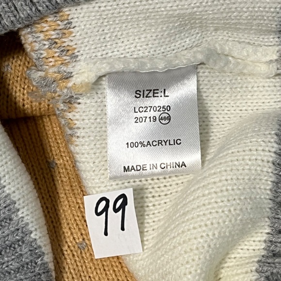 Fair Isle Ivory Gray Sweater Womens Large Academia Preppy Winter - Picture 2 of 10
